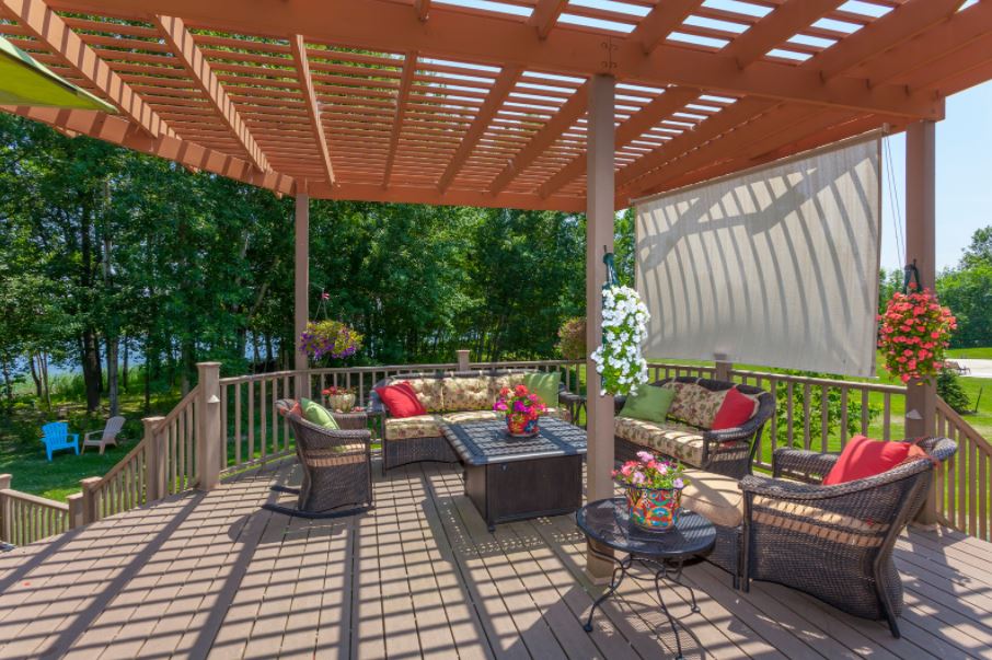backyard deck with pergola